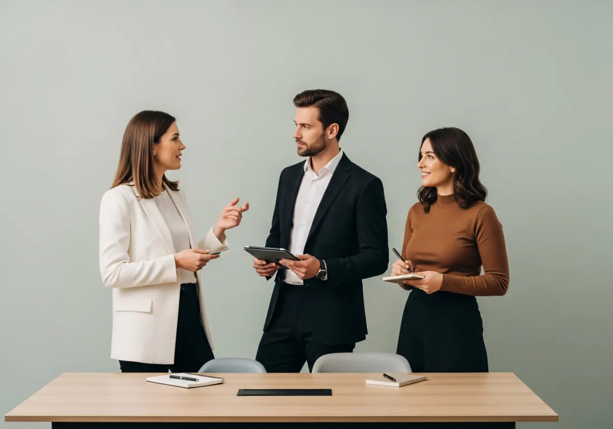 consultores analisando gráficos com cliente